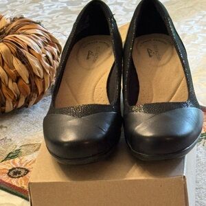 Clarks Women's Black Leather Heels